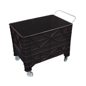 CAIXA PLÁSTICA PRETA 370L COM RODAS E CABO SEM TAMPA