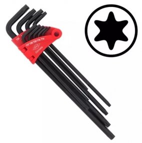 JOGO DE CHAVE TORX EXTRA LONGA SEM FURO - COM 9 PEÇAS