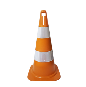 CONE RÍGIDO REFLETIVO LARANJA/BRANCO 50CM