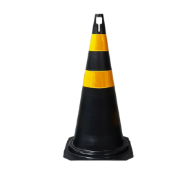 CONE RÍGIDO REFLETIVO PRETO/AMARELO 75CM