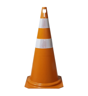 CONE RÍGIDO REFLETIVO LARANJA/BRANCO 75CM