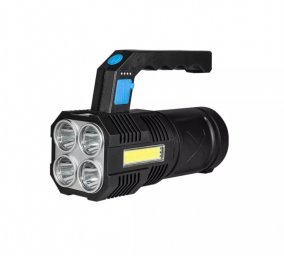 LANTERNA RECARREGÁVEL 4 LEDS E COB LATERAL 200 LUMENS
